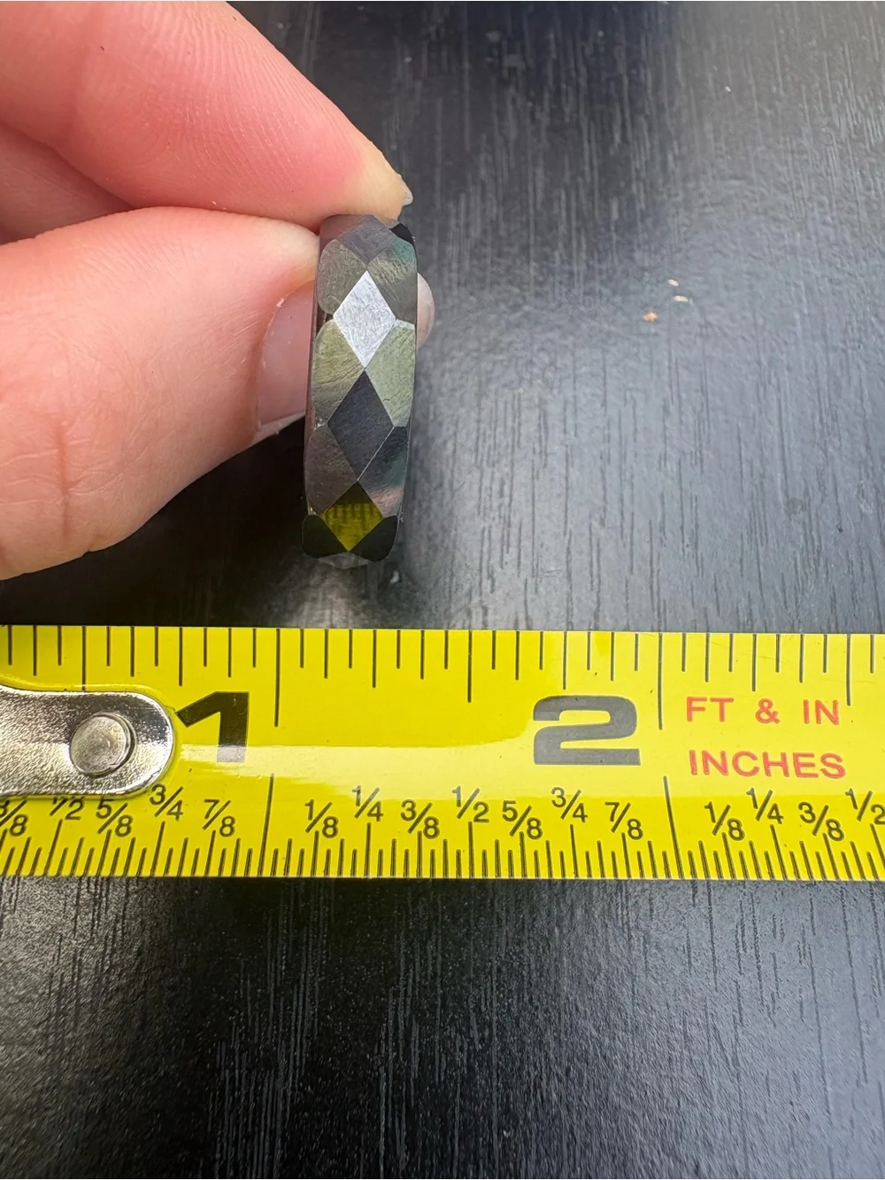 Sleek Black Metallic Ring - Size 9.75